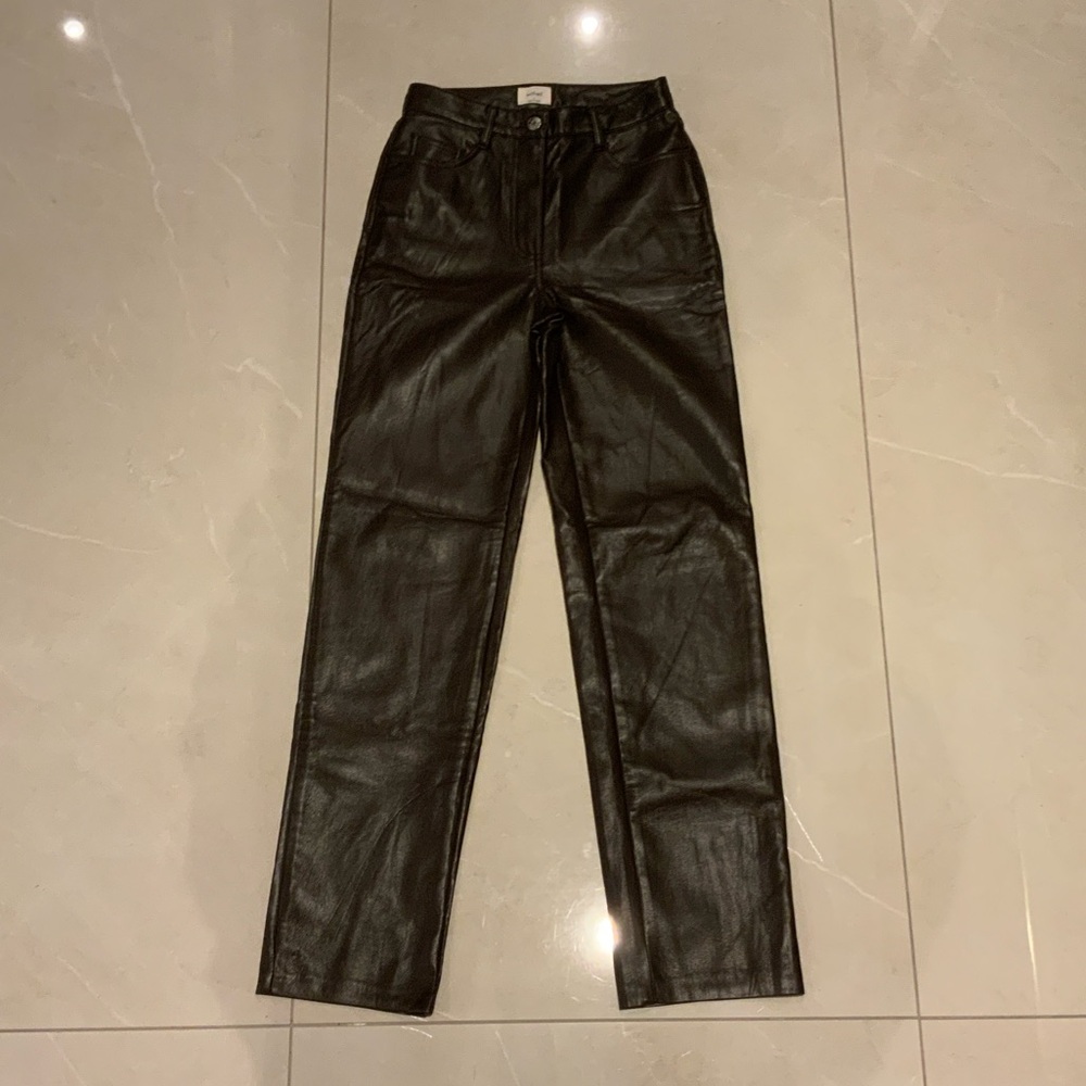 Wilfred Black Leather Straight Jeans